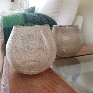 Anthropogie Tan/Grey Hand-blown Controlled Bubble Glass Vases